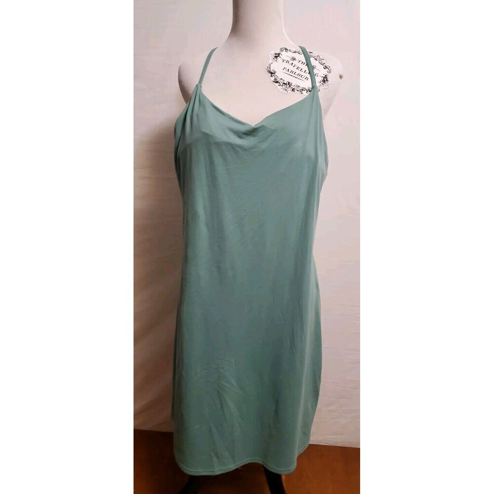 Willow Blossom Sage Green T Back Athleisure Dress Built-in Bra Stretch Size XL